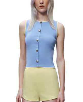 Button-Embellished Knit Top