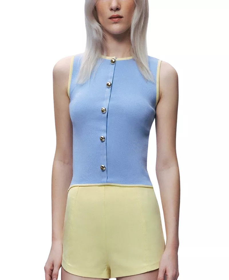 Nocturne Button-Embellished Knit Top