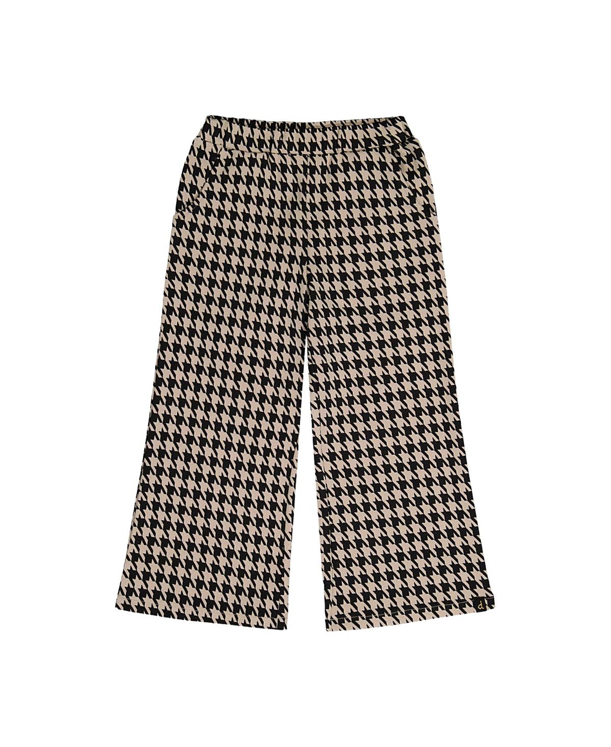 Deux par Deux Girls' Houndstooth Jacquard Elastic Waist Flare Pants - Little Kid