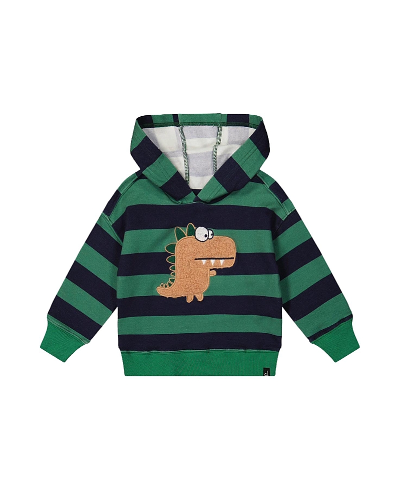 Deux par Deux Boys' Fleece Dino Applique Striped Hoodie - Baby