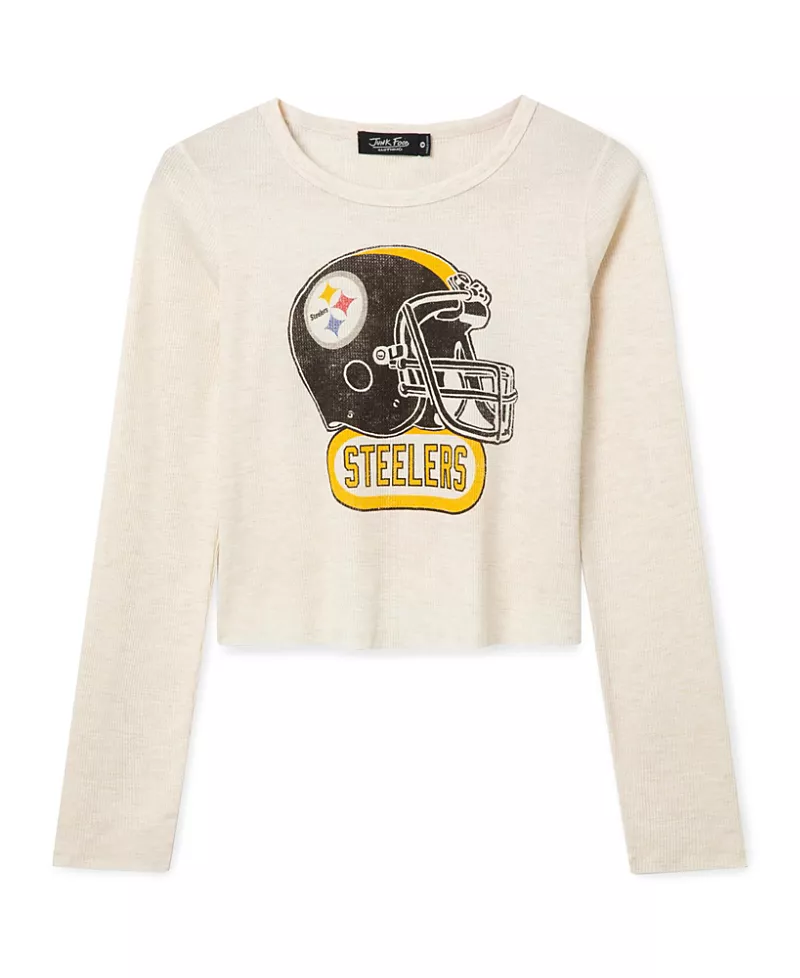 Junk Food Clothing Women's Pittsburgh Steelers Helmet Crop Thermal