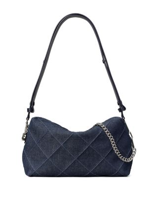 Fleming Large Diamond Quilted Denim Crossbody Bag 