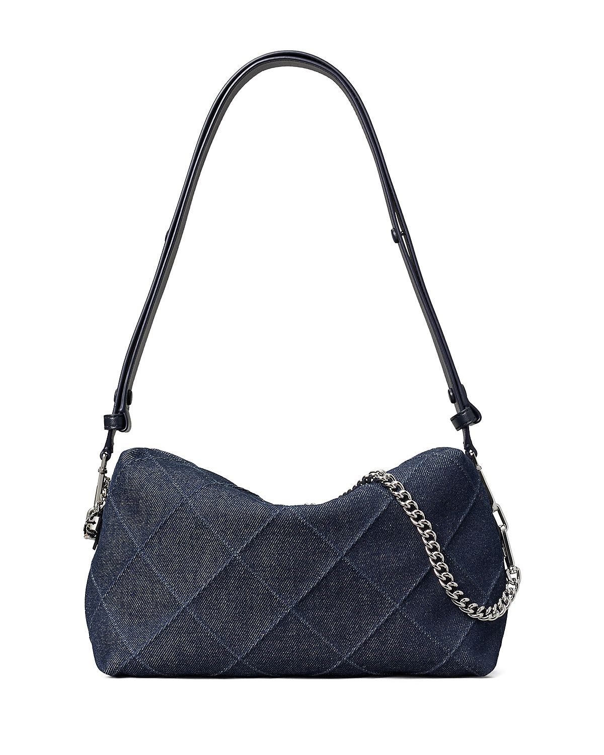 Tory Burch Fleming Large Diamond Quilted Denim Crossbody Bag