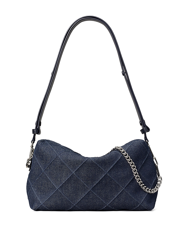 Tory Burch Fleming Large Diamond Quilted Denim Crossbody Bag