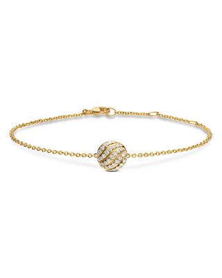 David Yurman Sculpted Cable Center Station Chain Bracelet in 18K Yellow Gold with Diamonds, 10mm