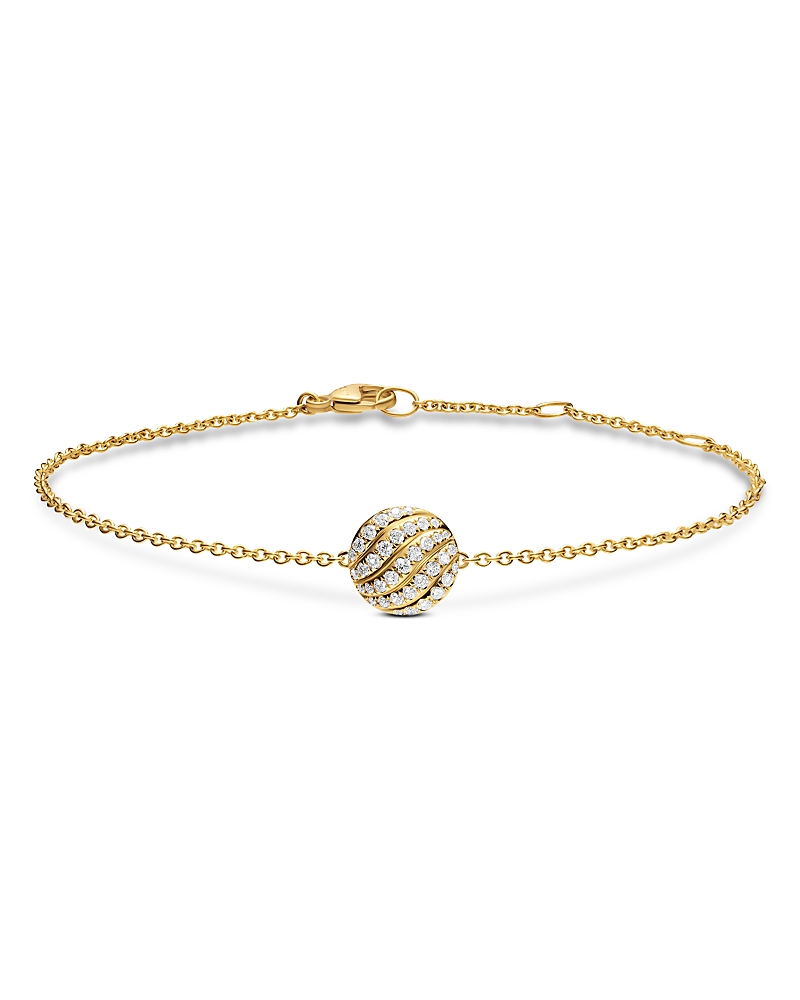 David Yurman Sculpted Cable Center Station Chain Bracelet in 18K Yellow Gold with Diamonds, 10mm