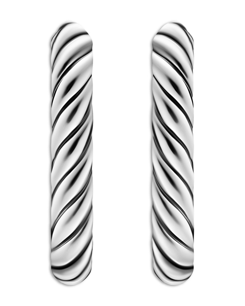 David Yurman Dy Madison Cable Hoop Earrings in Sterling Silver, 29.5mm