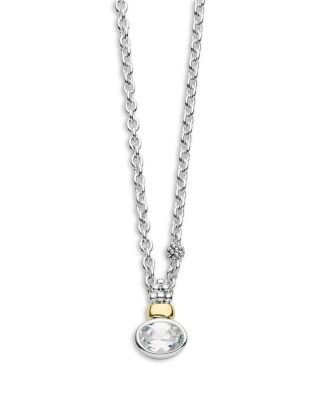 14K Yellow Gold & Sterling Silver Signature Caviar Topaz Pendant Necklace, 18"