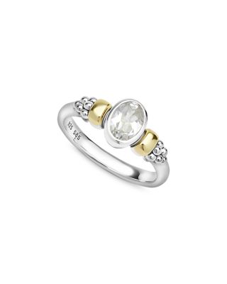 14K Yellow Gold & Sterling Silver Signature Caviar Topaz Oval Ring