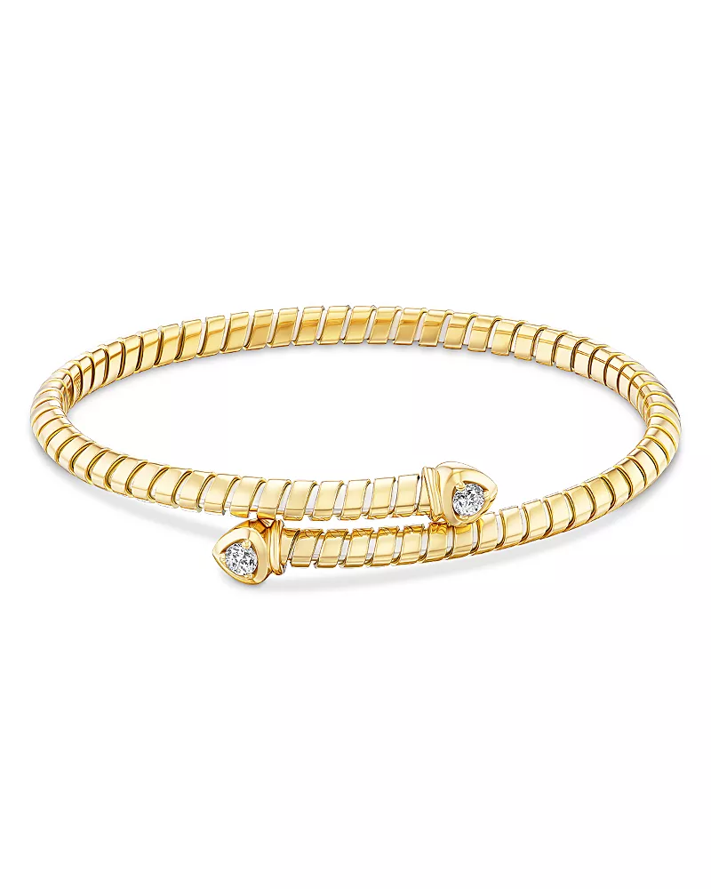 Marina B 18K Yellow Gold Lina Diamond Flex Bypass Bracelet, 0.26 tcw