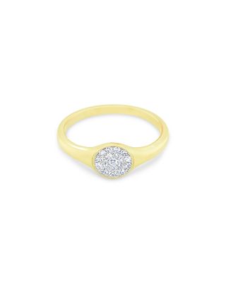 14K Yellow Gold Diamond Cluster Pinky Ring, 0.10 tcw