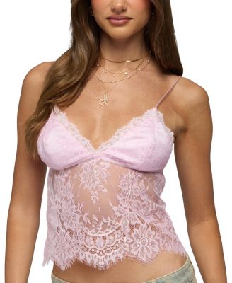 Edikted Ottilie Lace & Satin Effect Top