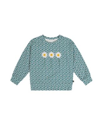 Girls' Jersey Daisy Embroidery Sweater Fit Long Sleeve T-Shirt - Little Kid