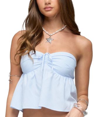 Cersei Striped Tie Front Strapless Top