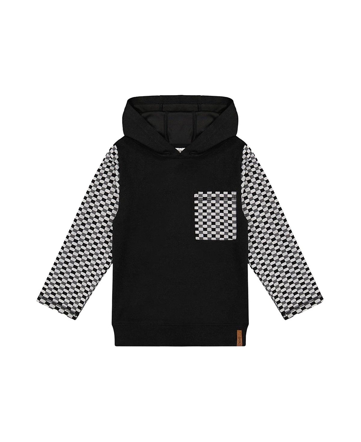 Deux par Deux Boys' Colorblock Checkered Chest Pocket Hooded Top - Little Kid, Big Kid