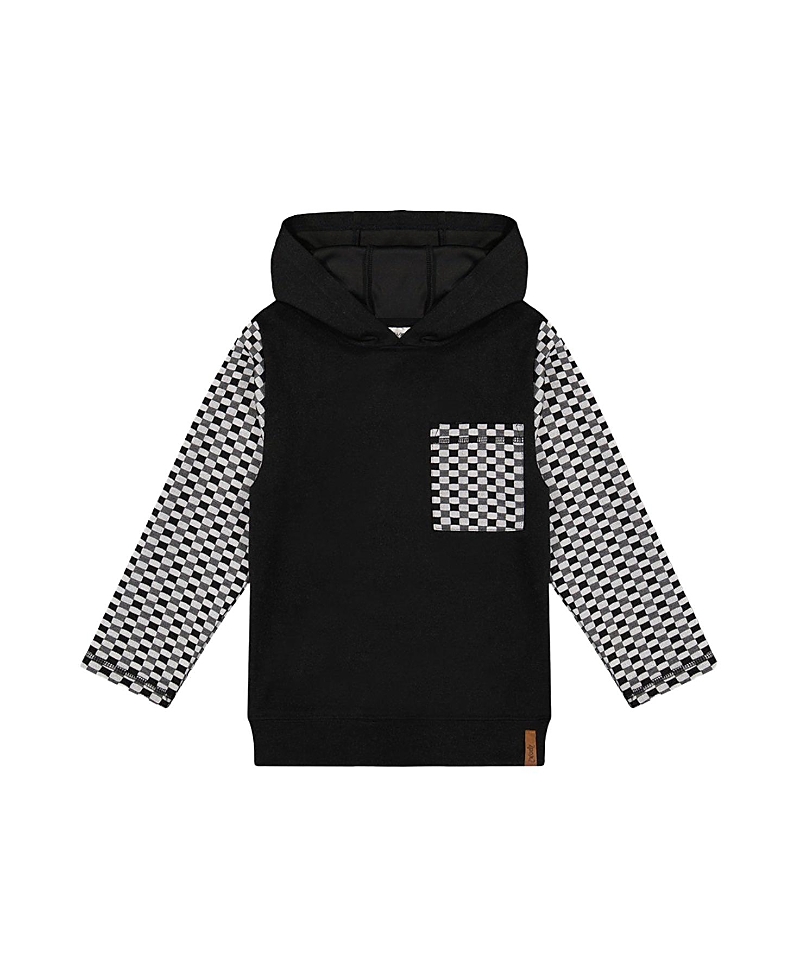 Deux par Deux Boys' Colorblock Checkered Chest Pocket Hooded Top - Little Kid, Big Kid
