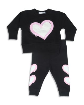 Girls' Graffiti Heart Appliqu&eacute; French Terry Top & Pants Set - Little Kid