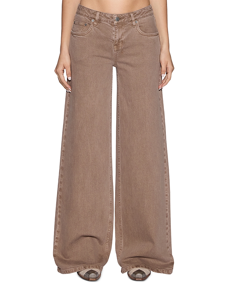 Ksubi Drop Out Low Rise Wide Leg Jeans In Stone In Brown