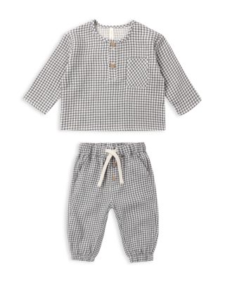 Unisex Rory Gingham Henley Shirt & Pants Set - Baby