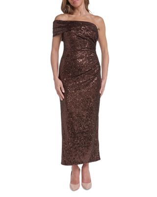 Embellished One Shoulder Sheath Dress