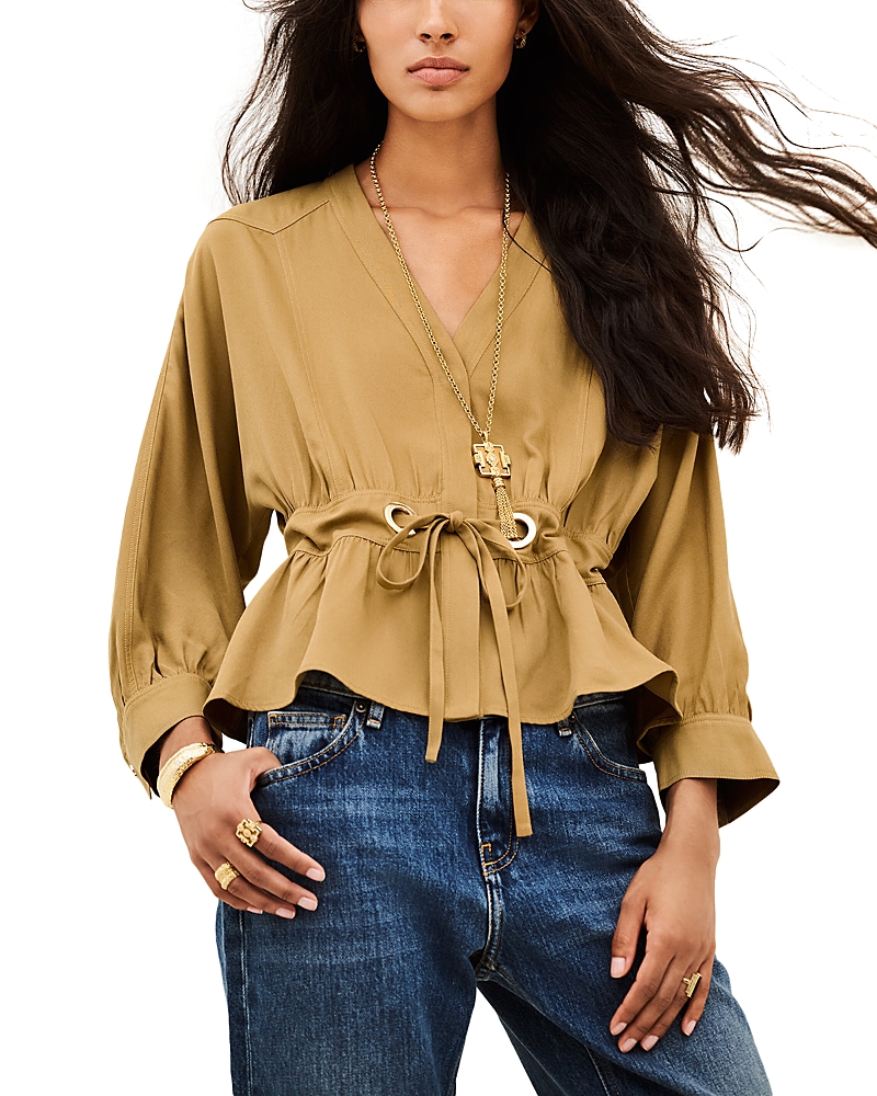 ba & sh Precila Drawstring Peplum Top