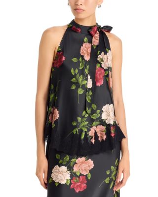 Marikka Lace Trim Tie Neck Top