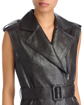 Alexis Belted Faux Leather Dress - thumbnail 3