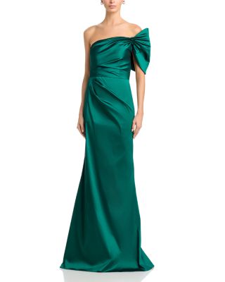 Taffeta One Shoulder Bow Gown