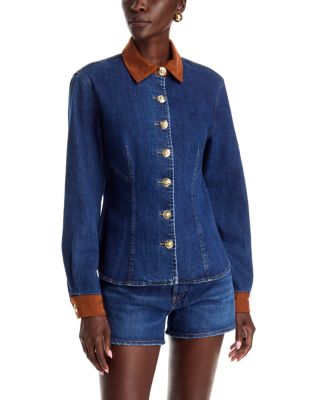 Faux Suede Trim Denim Jacket