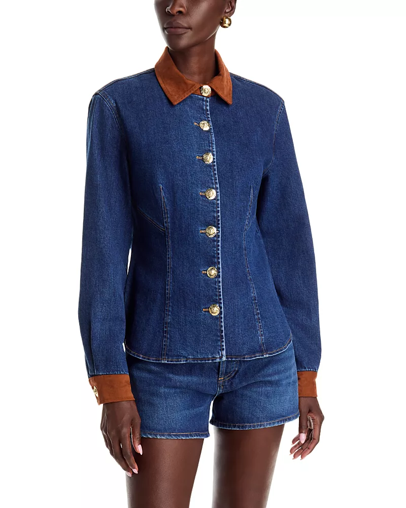 Dolce Cabo Faux Suede Trim Denim Jacket