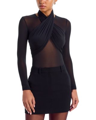 Wardrobe. nyc Crossover Bodice Mesh Bodysuit