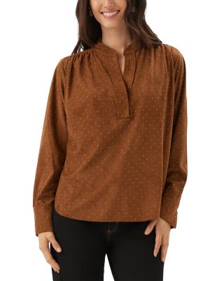 Karen Kane Faux Suede Studded Popover Shirt