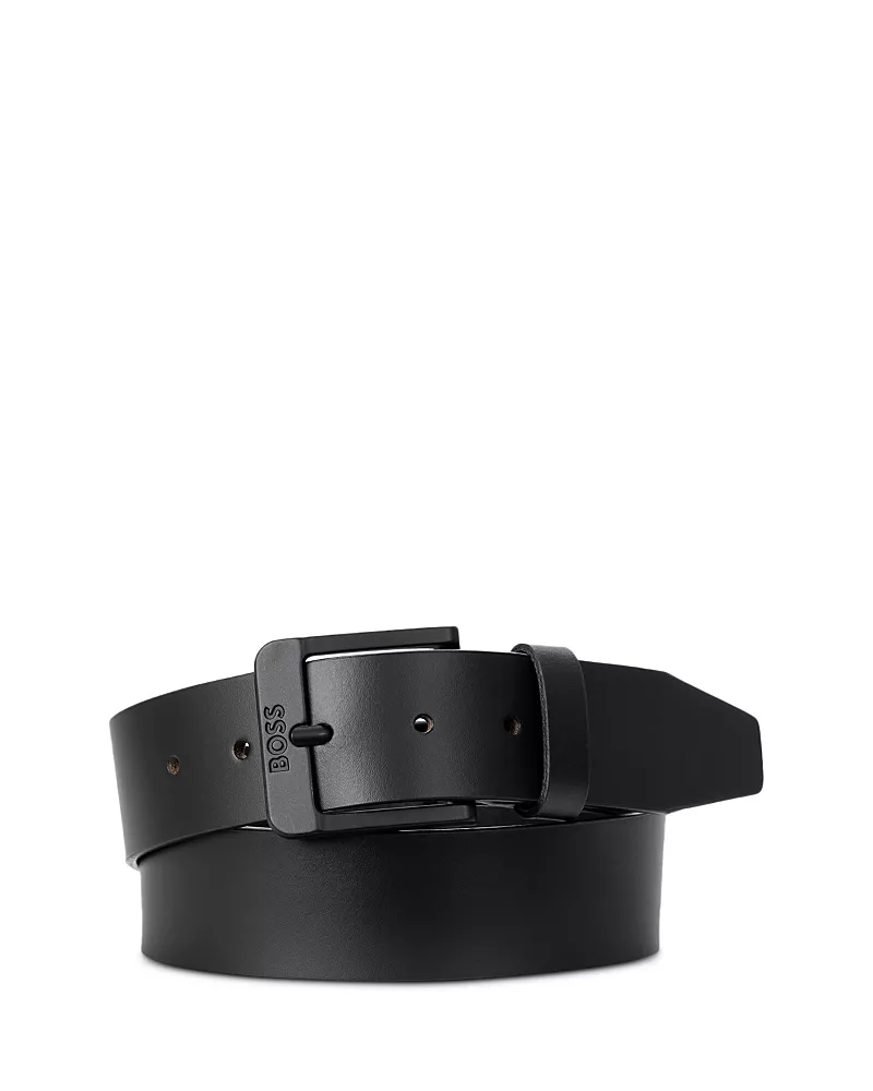 Boss Men's Jemio Leather Matte Black Belt