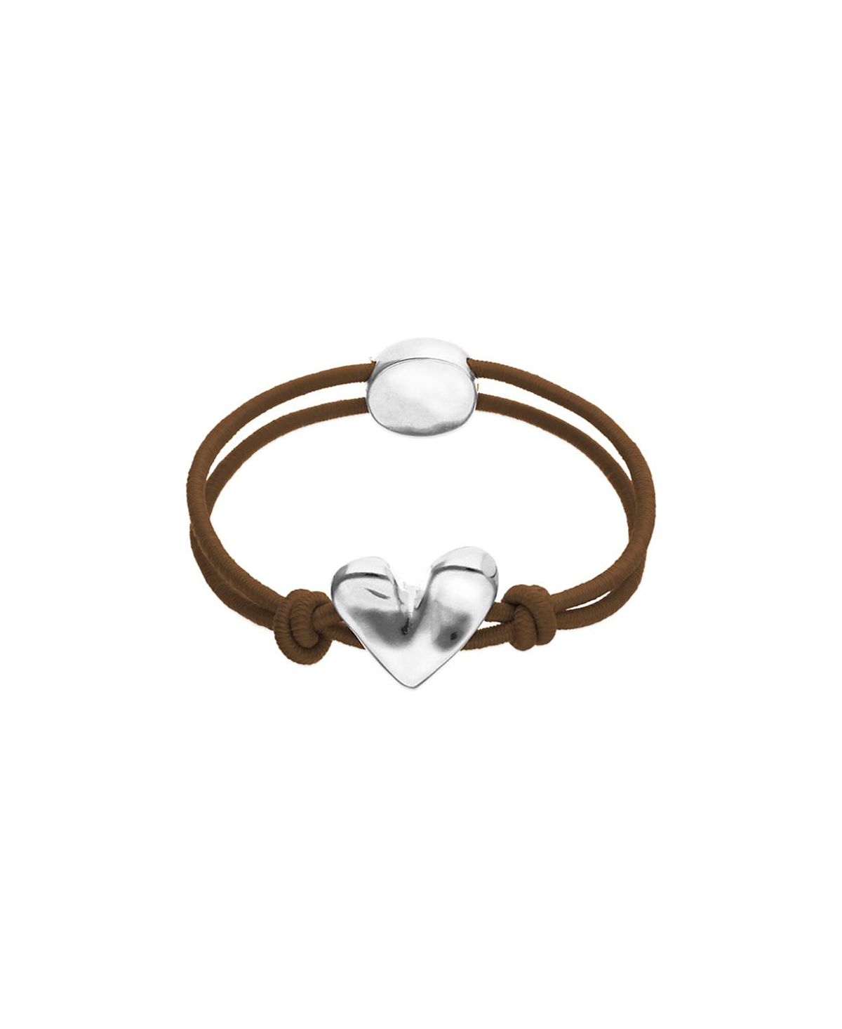 UNOde50 Brown Elastic Thread Bracelet with Sterling Silver Plated Heart