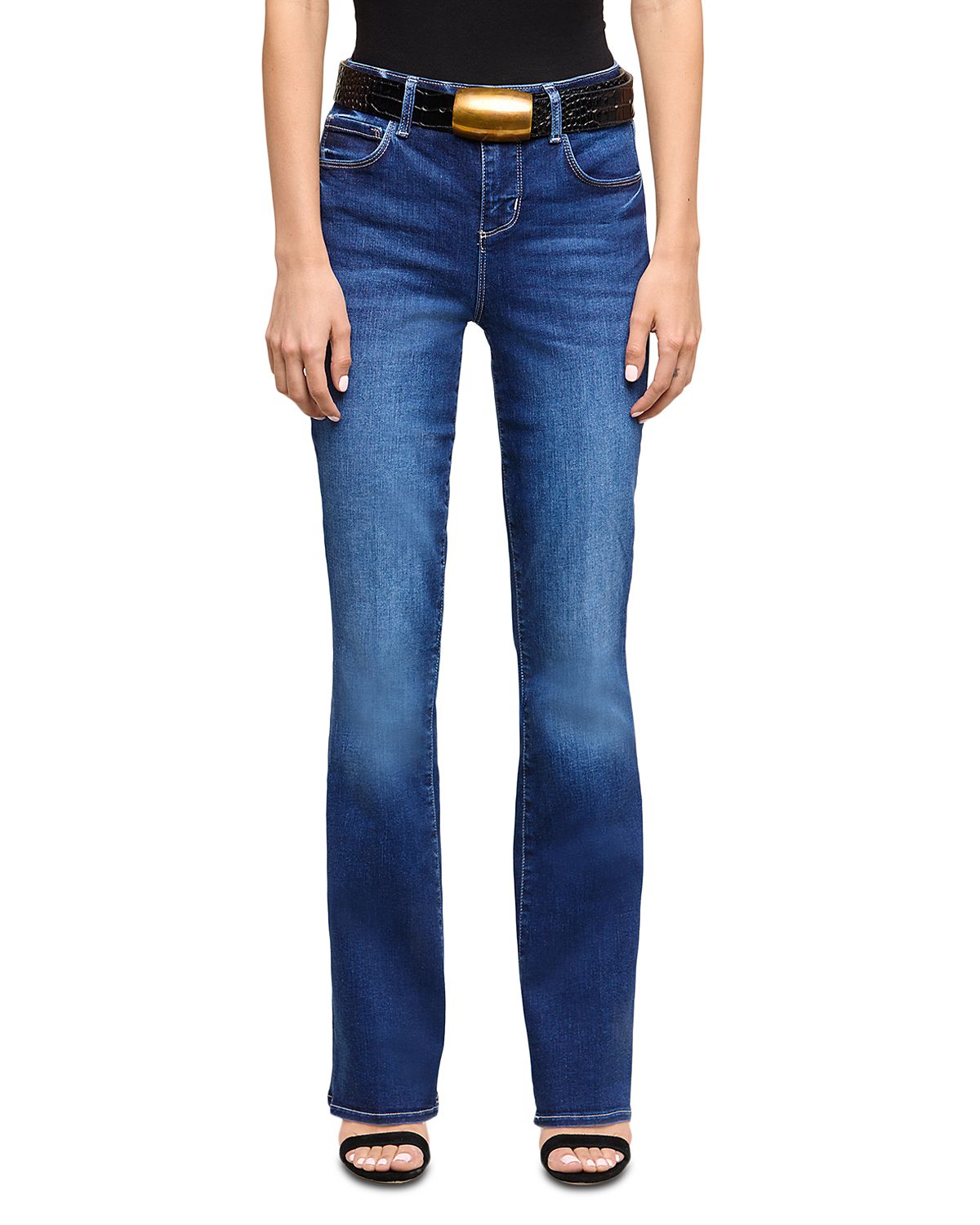 L'Agence Petite Selma Mid Rise Sleek Baby Bootcut Jeans