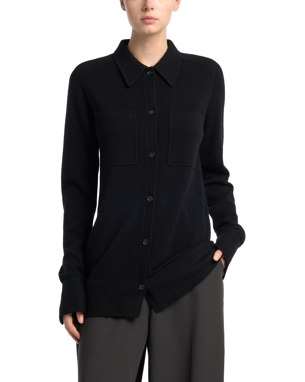 Cashmere Button Front Shirt