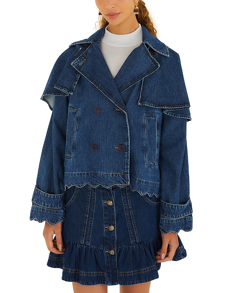 Farm Rio Denim Cropped Trench Jacket