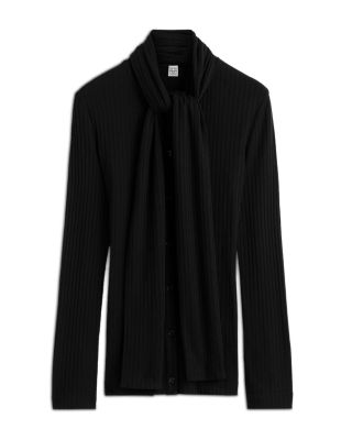 Toteme Ribbed Tie Neck Cardigan
