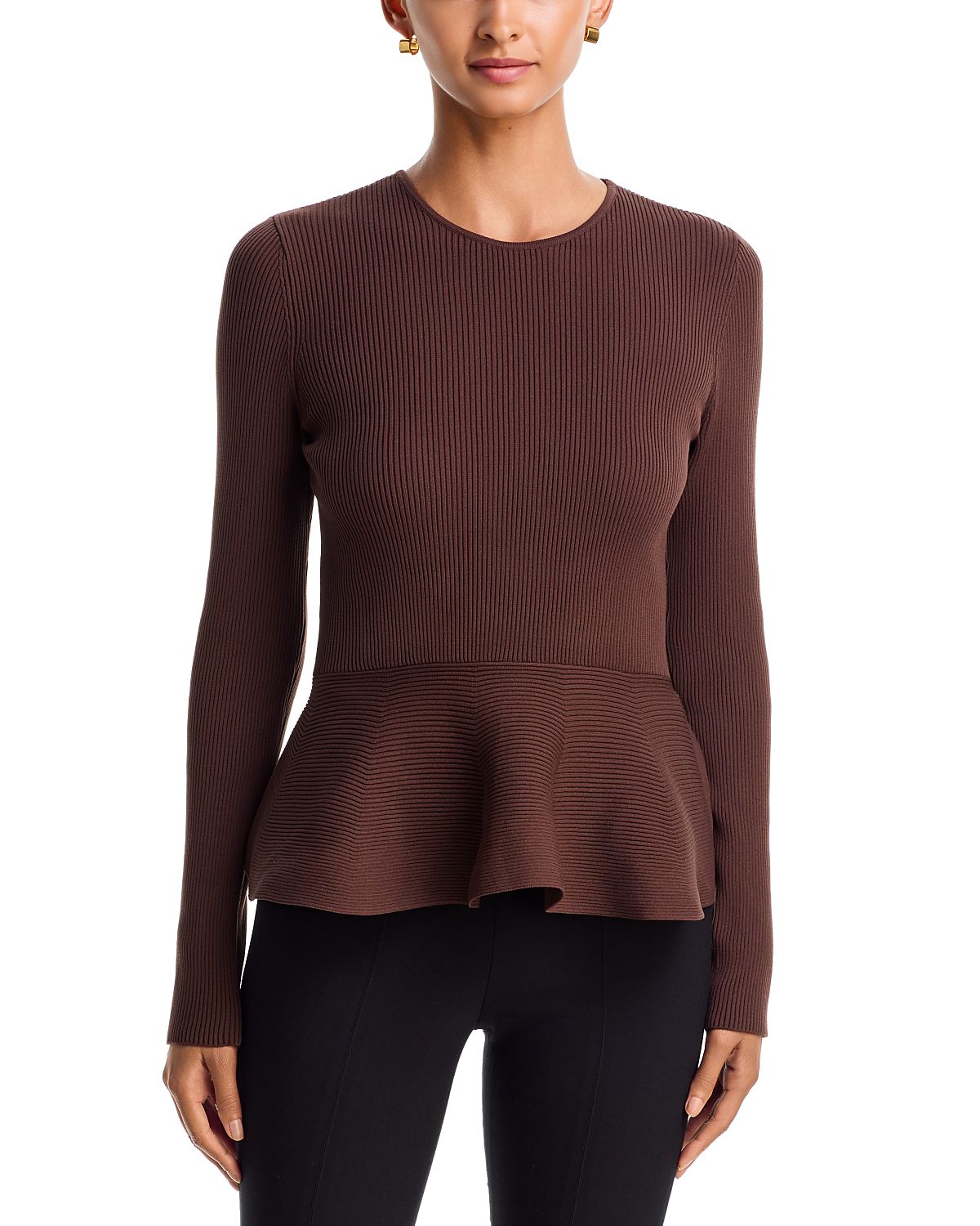 Aqua Ribbed Peplum Hem Top - Exclusive