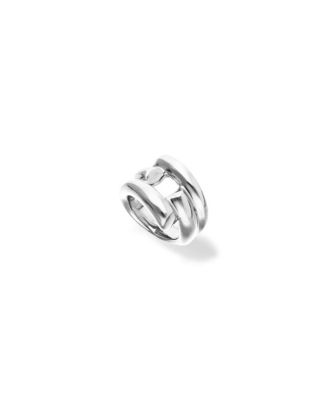 Sterling Silver Plated Ring with Open Tubes