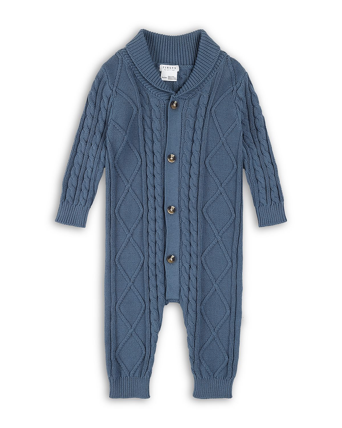 Firsts by petit lem Boys' Sweater Knit Cotton Playsuit Coverall - Baby
