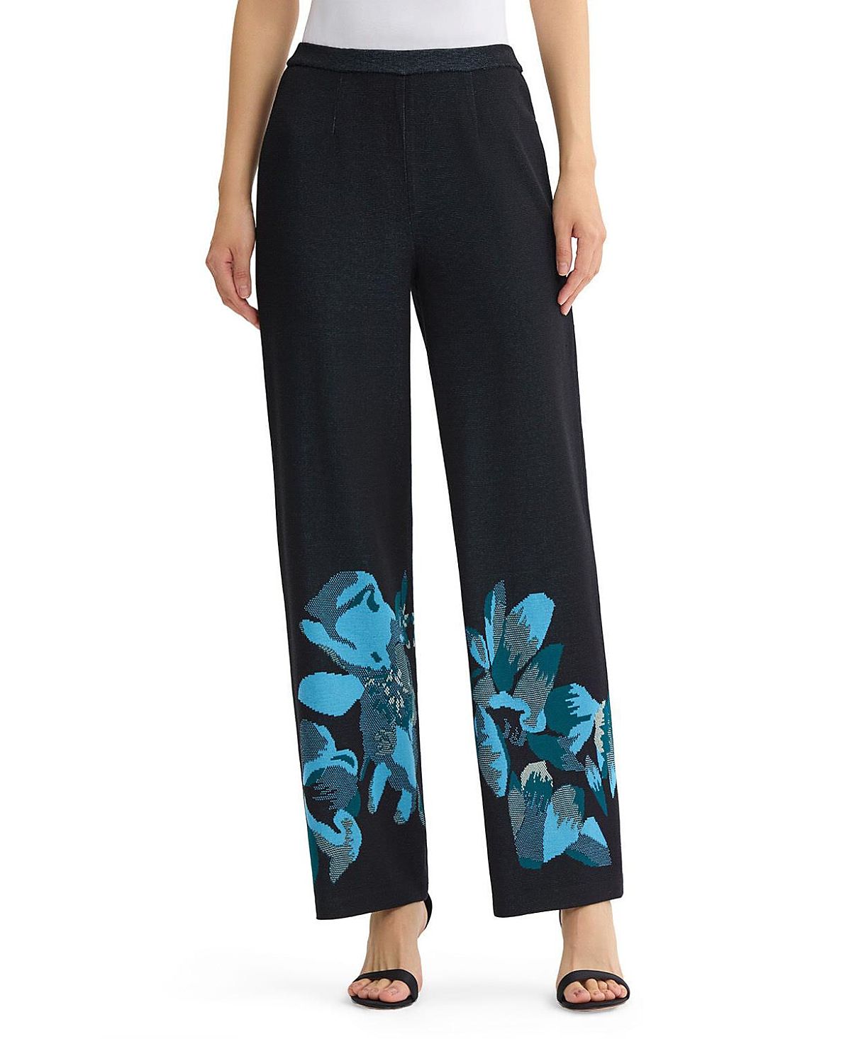 Ming Wang Plus Floral Jacquard Soft Knit Pant