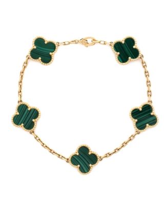  Vintage Alhambra 5 Motifs Bracelet 18K Gold and Malachite
