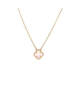 Vintage Alhambra Pendant Necklace 18K Gold and Mother of Pearl, 16.5"