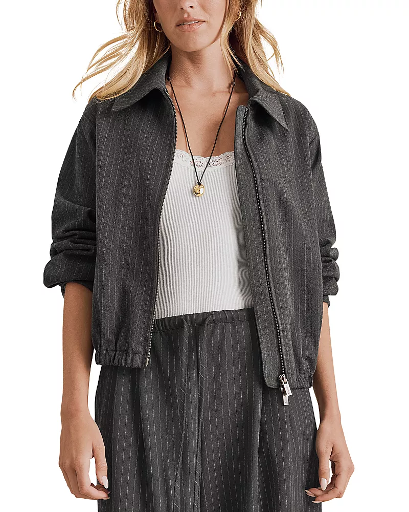 Splendid Blake Pinstripe Zip Front Jacket