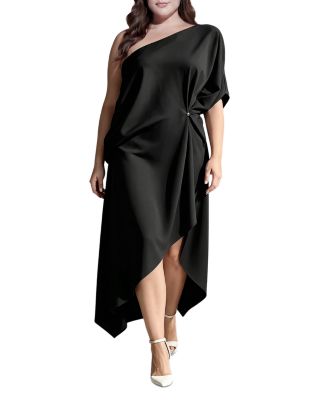 Plus Size Asymmetrical One Shoulder Gown