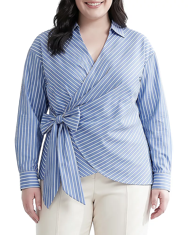 standards & practices Plus Wrap Style Printed Long Sleeve Top