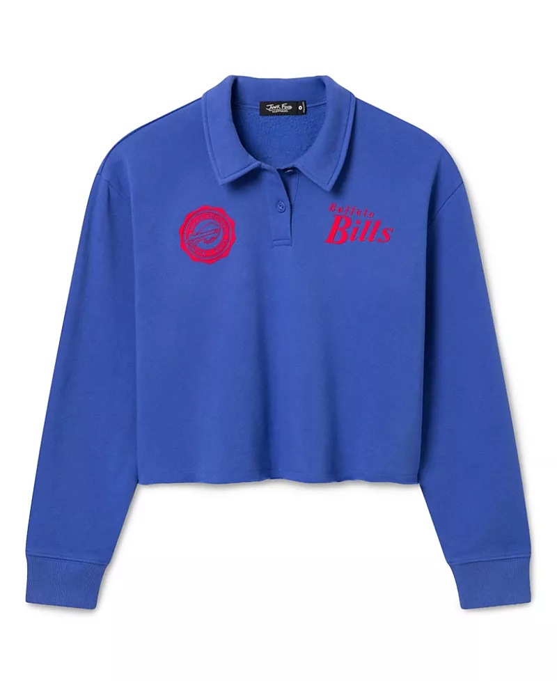 Junk Food Clothing Women's Buffalo Bills Polo Crop Fleece