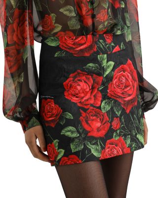 Rose Brocade Mini Skirt