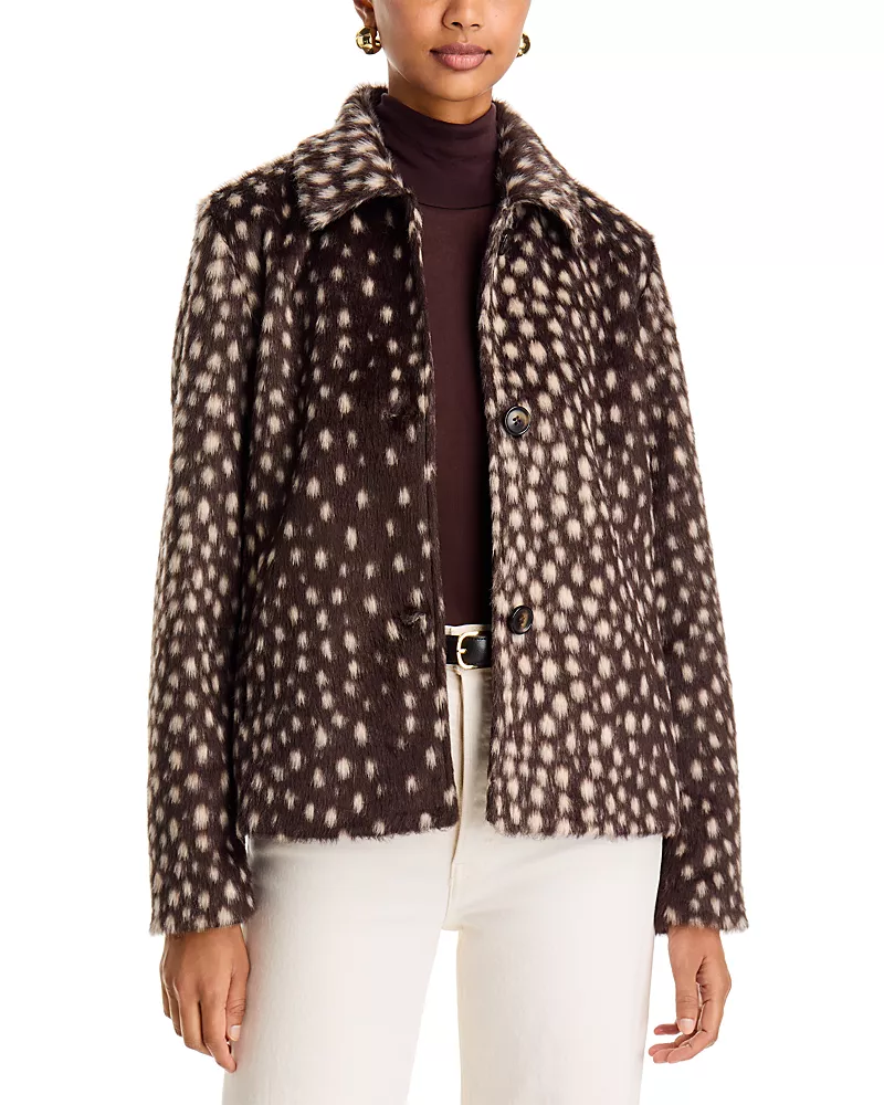 Bernardo Printed Faux Fur Jacket